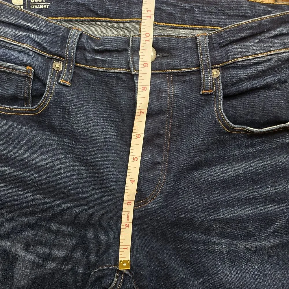 G-STAR Raw Men's 3301 Straight Denim Jeans Med Wash 31x32 (33x31.5) Button Fly